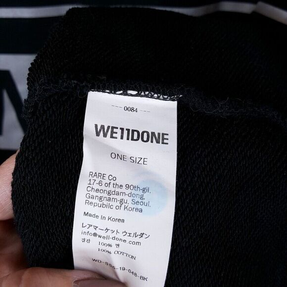 WE11DONE Sweatshirt Adult Black Pullover Crew Reflective Logo Oversized One Size - Picture 5 of 8